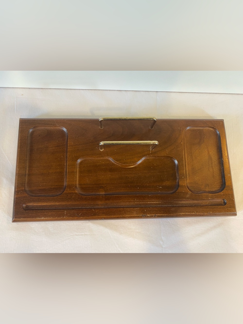 Mid Century Modern Solid Wood Carved Mens Dresser Valet Caddy Organizer storage - Picture 3 of 12